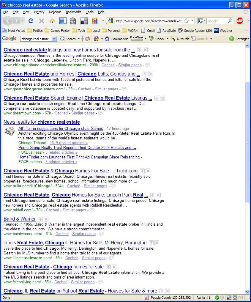 Google Search on "Chicago Real Estate"